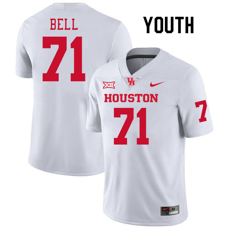 Youth #71 Ray'Quan Bell Houston Cougars College Football Jerseys Stitched-White